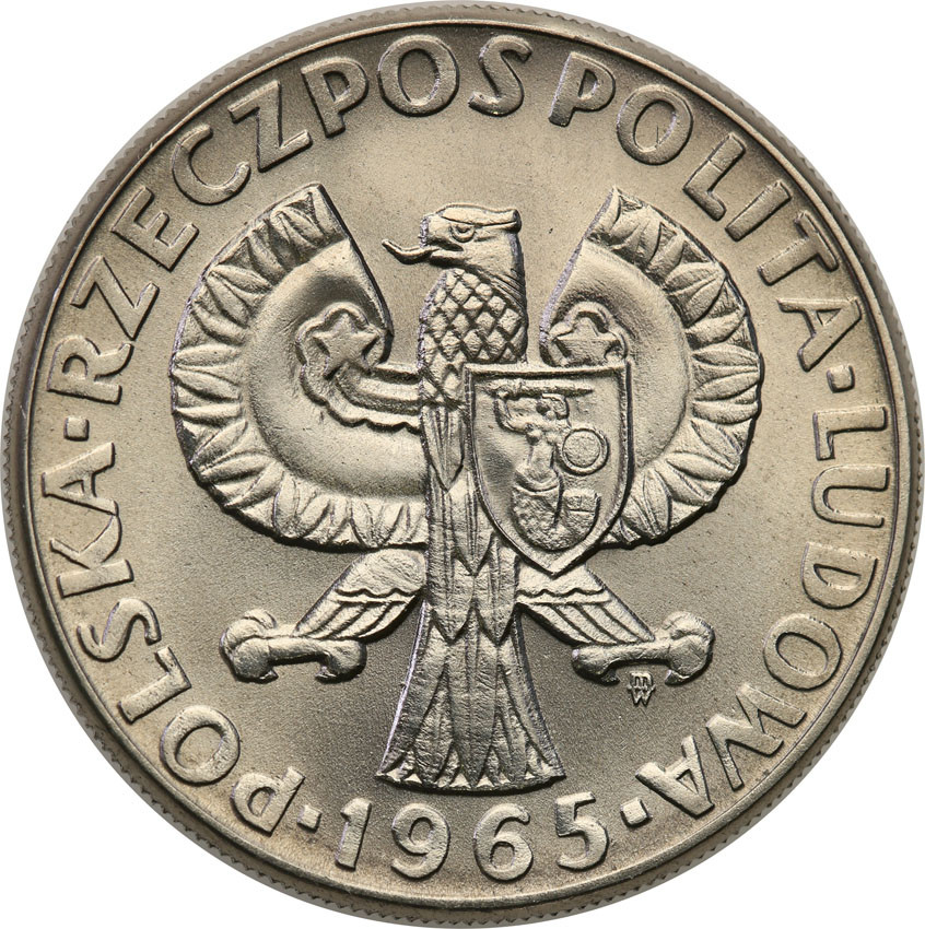 PRL. PRÓBA Nikiel 10 złotych 1965 gruba syrenka